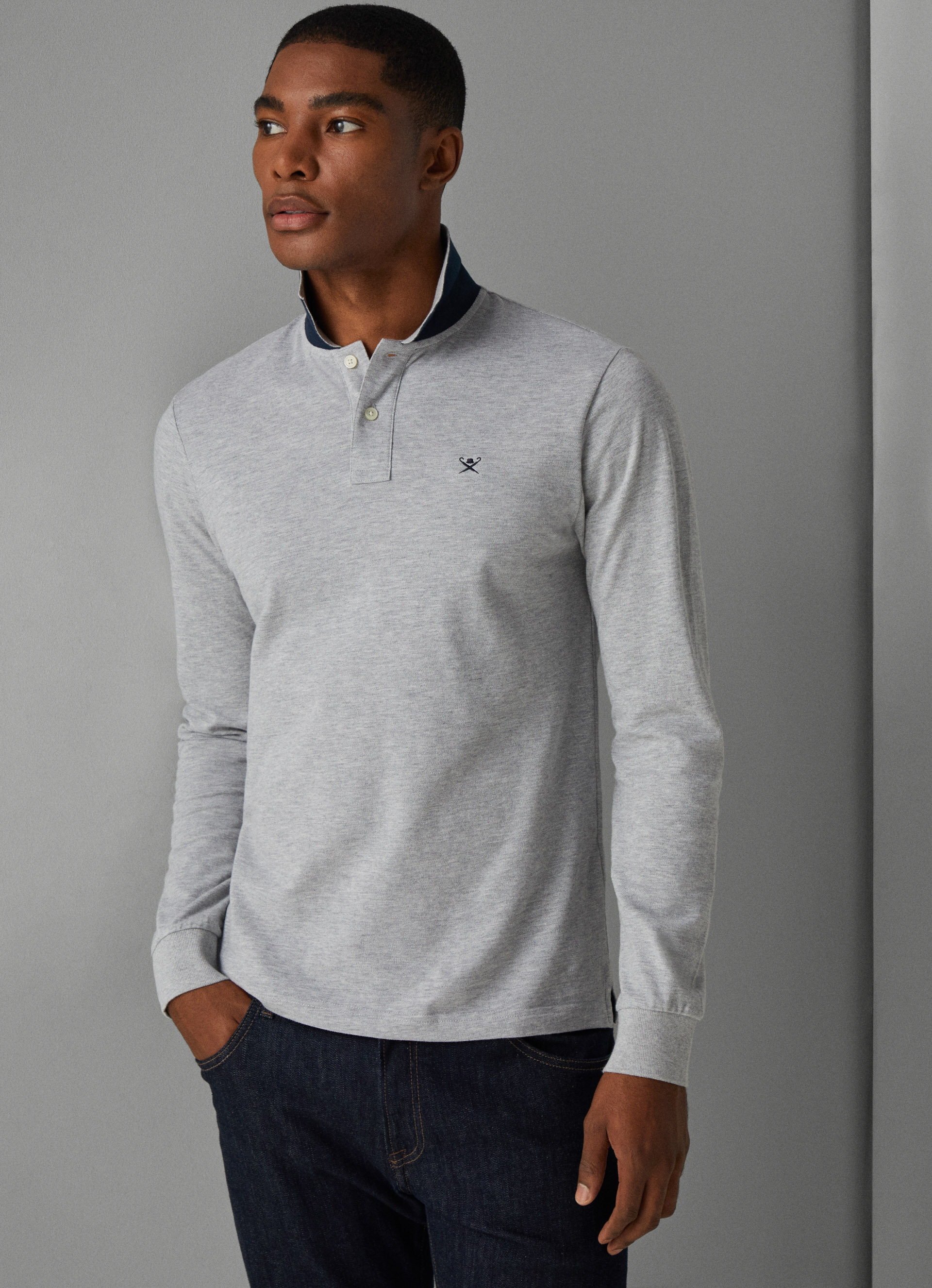 Long Sleeve Cotton Piqué Polo Shirt | Hackett